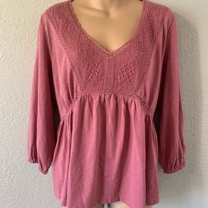 So brand Juniors Knit Peasant Top, size XXL, Dusty Rose, NWT